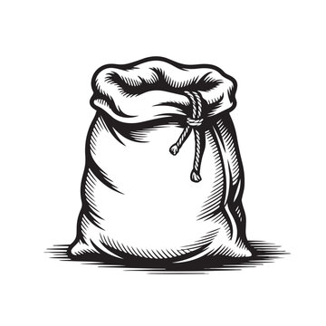 Hand drawn illustration of a sack or burlap bag with illustration container agriculture packaging