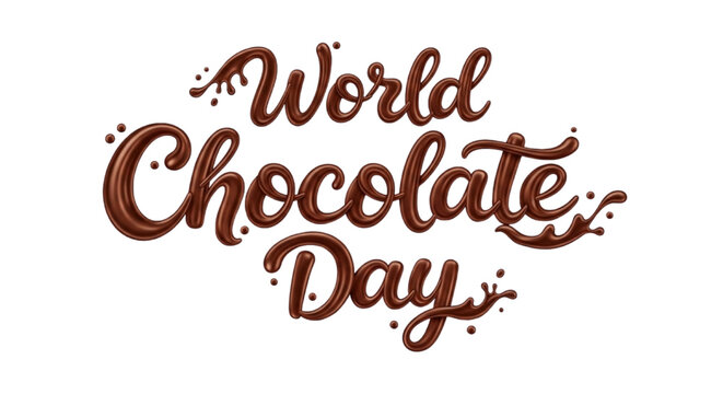 World Chocolate Day Typographic Text Design with Liquid Splash