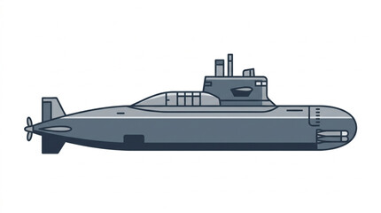 Modern Submarine Vector Illustration - Underwater Military Vessel © muhammad agil
