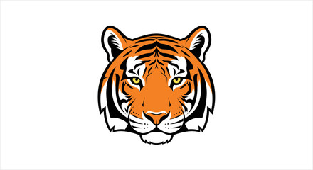 Close up of a fierce tiger face with striking orange and black stripes. © Azam