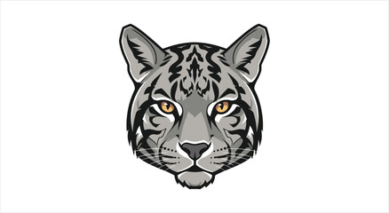 Close-up illustration of a bobcats fierce face with striking yellow eyes. © Azam