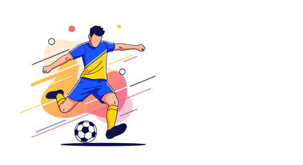Fototapeta premium Dynamic football player vector illustration in flat design style, showcasing action and energy for sports-related social media or digital content