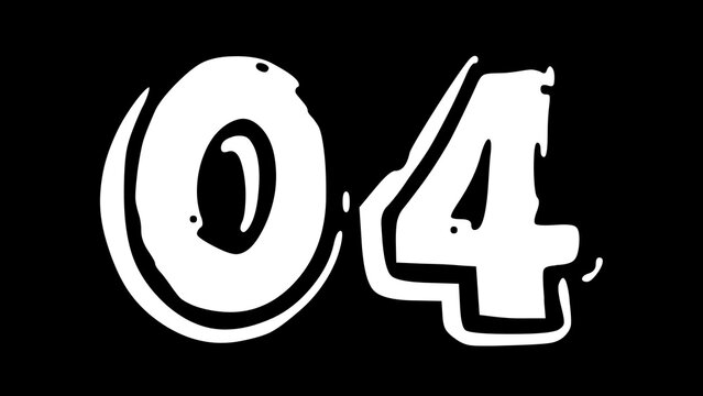 04 Number Text Illustration White on Black Background - Digit Number
