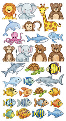 Obraz premium Colorful Animal Stickers