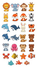 Obraz premium Cartoon Animal Stickers Collection