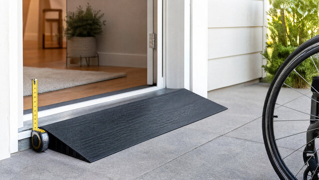 Wheelchair threshold ramp measurement for accessible doorway