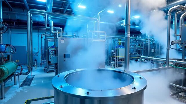 Liquid Hydrogen Factory Cooling with White Frost Mist