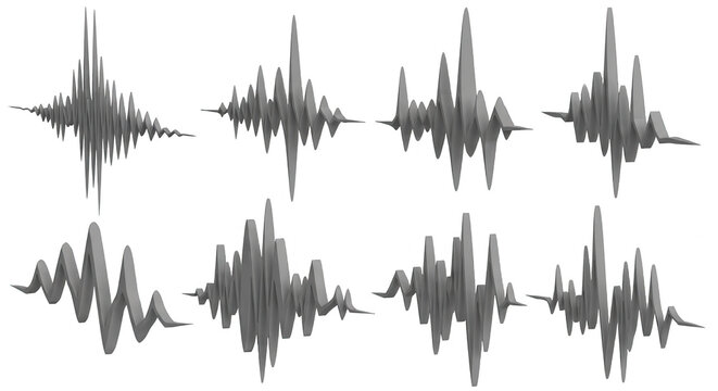 sound wave illustrations on white background varying frequencies for audio production music or data visualizations