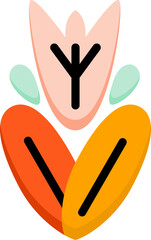 Fototapeta premium Stylized graphic art depicting an abstract flower with distinctive symbolic markings, presented in a bold, colorful, and modern flat design, perfect for icons or digital media