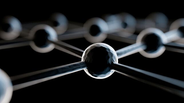 Microscopic view of carbon atoms connected in a complex lattice structure
