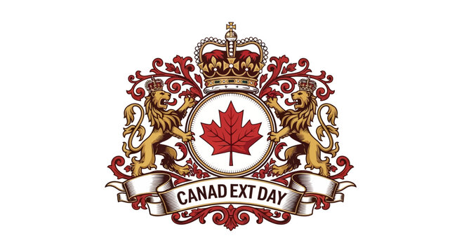 Canada Day emblem with maple leaf.