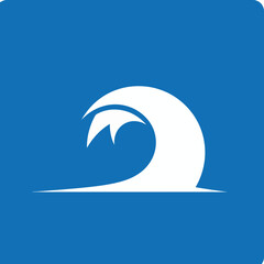Naklejka premium Minimalist Ocean Wave Icon Vector Illustration on Blue Background