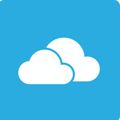 Fototapeta premium White Cloud Icon Flat Design Vector Illustration on Blue Background