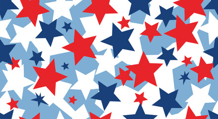 Obraz premium Seamless Pattern of Red White and Blue Stars for Patriotic Celebration