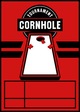 Cornhole Game Board Poster Design Template for tournament event.