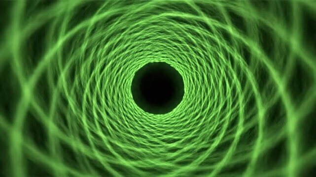 Abstract green tunnel design with swirling vortex effect and dark background