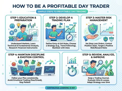 how to be a profitable day trader simple illustration