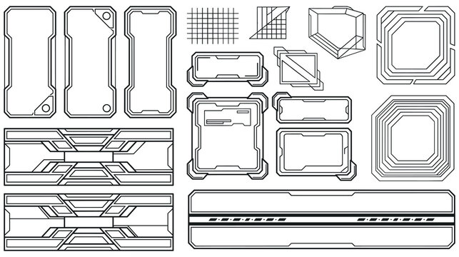 Set of abstract user interface elements huds callouts and frames vector illustration.
