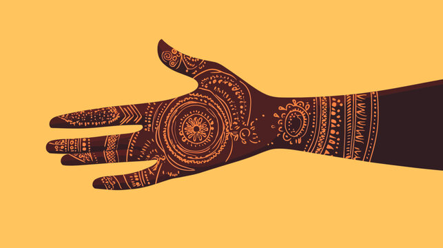 Artistic henna decorated hand with intricate patterns on arm