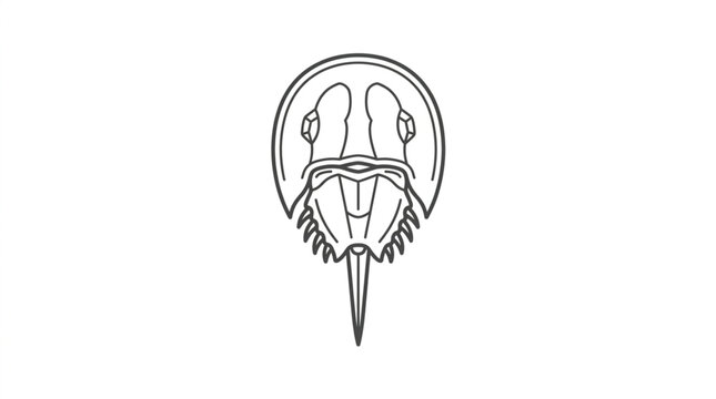 Horseshoe Crab Line Art Illustration - Ancient Marine Arthropod