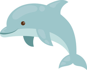 Fototapeta premium Cute mint dolphin character illustration