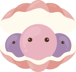 Naklejka premium Cute pink pearl oyster shell illustration