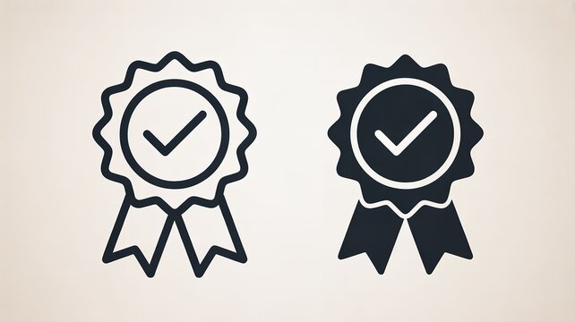 Check mark rosette award icons