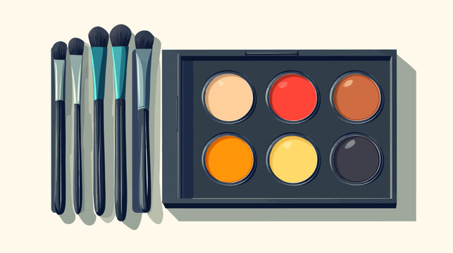 Set of five makeup brushes and a six-shade eyeshadow palette