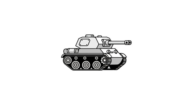 Military Tank with Long Gun Barrel.
