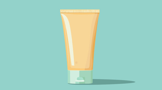 Illustration of a beige squeeze tube with a white cap on a light blue background