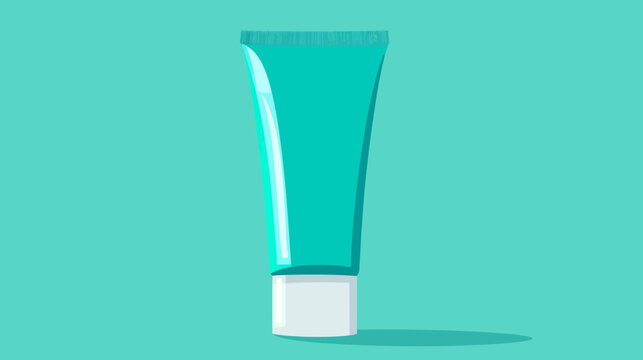 Simple animated illustration of a teal and white squeeze tube against a teal background