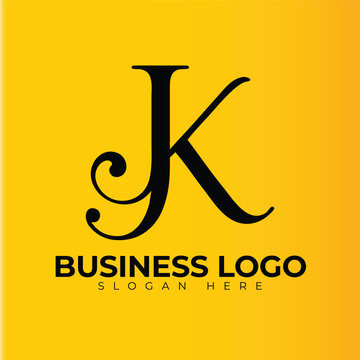 Creative JK Modern Calligraphy Logo Design Vector Elegant Typography Branding Symbol Identity Concept