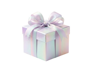 Fototapeta premium Holographic gift box with purple bow