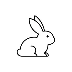 Fototapeta premium Simple line art icon of a rabbit, minimalist animal illustration, isolated on white background