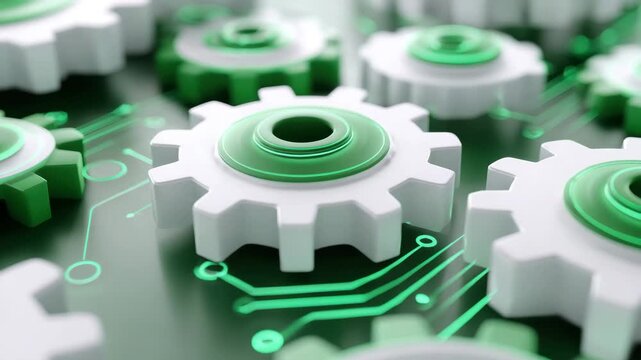 Gear Cogs Mechanism Technology Circuit Automation Machine System Digital Green Gear System Technology Circuit Network Automation Engineering Mechanism Machine Process Connection Gear Circuit