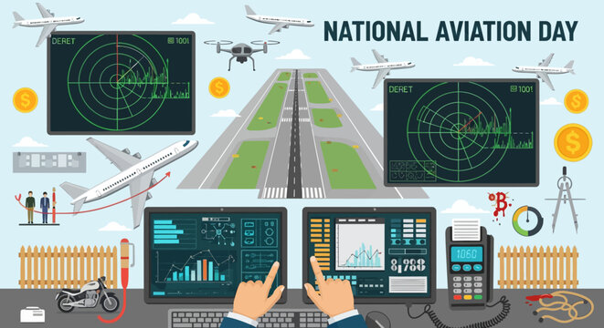 Advanced Air Traffic Controller Monitor Displaying Real-Time Flight Data and Radar Information