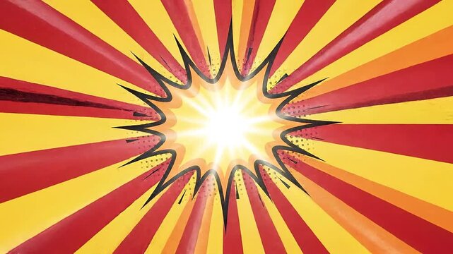 Dynamic orange and yellow comic book starburst with light flash