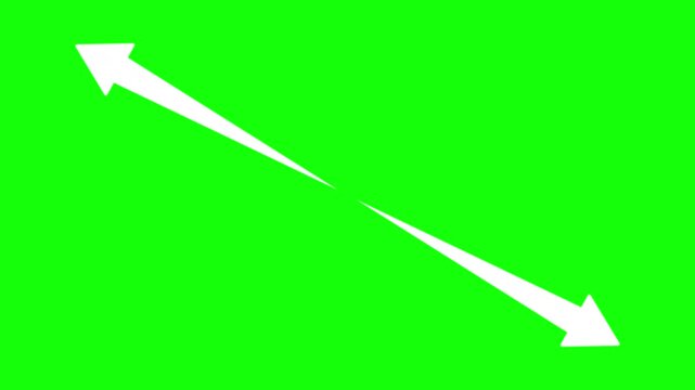 Two Arrows Extending from Center Toward Top Left and Bottom Right Corners on Green Background