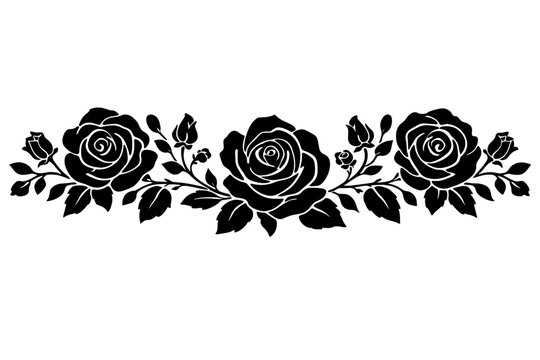 Triple Rose Silhouette Border
