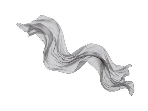 Grey scarf waving in air