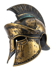 Obraz premium Ancient Bronze Greek Warrior Helmet Displayed isolated on transparent or white background