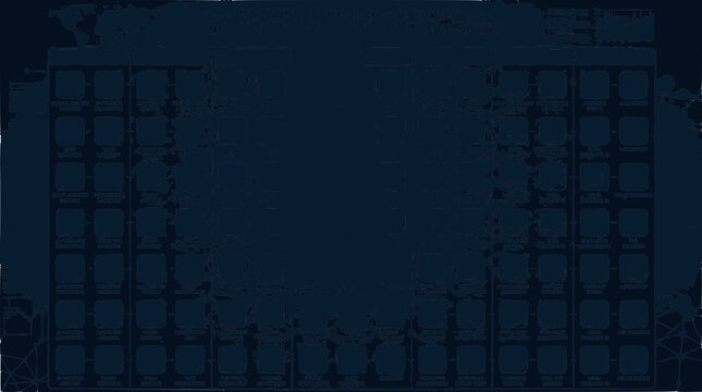 Empty Auditorium Seats, Cinema Hall, Theater Rows, Dark Blue Background, Top View