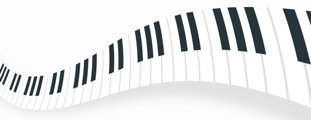 Naklejka premium curved musical piano keyboard on white background