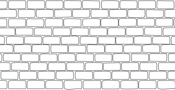 black white brick wall outline pattern background