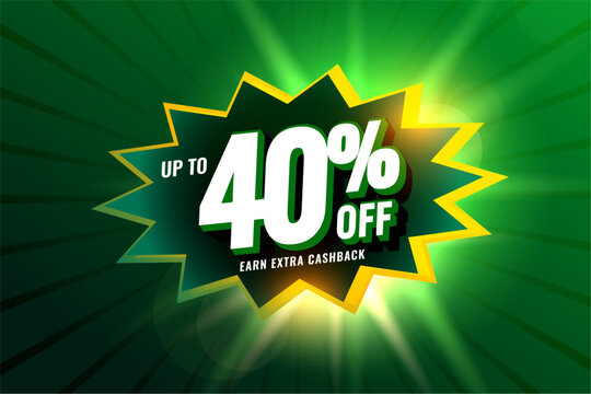 3d style upto 40 percent sale off green background