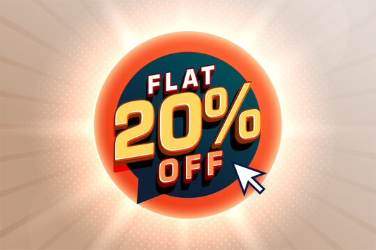 3d style flat 20 percent off sale background with light effect