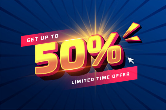 3d style 50 percent off sale background for business marketing