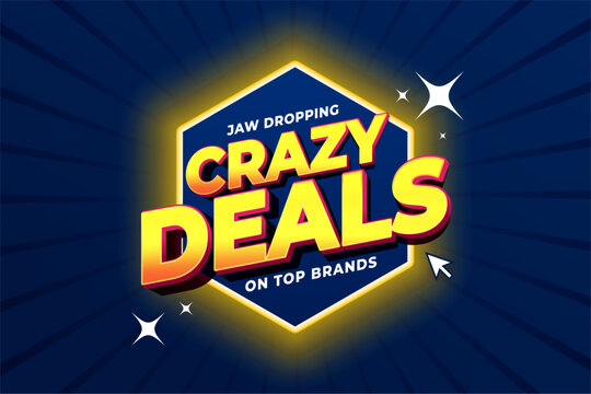 crazy deals promo blue background for online or retail shop