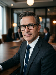 Fototapeta premium Professional mature businessman in a formal suit and glasses