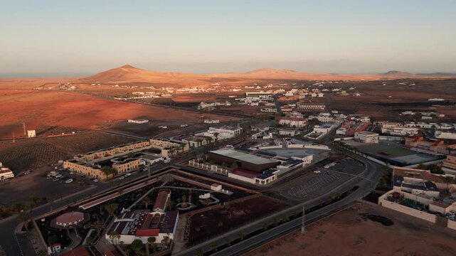 Aerial View of La Oliva Village and Iglesia de Nuestra Senora de la Candelaria Fuerteventura